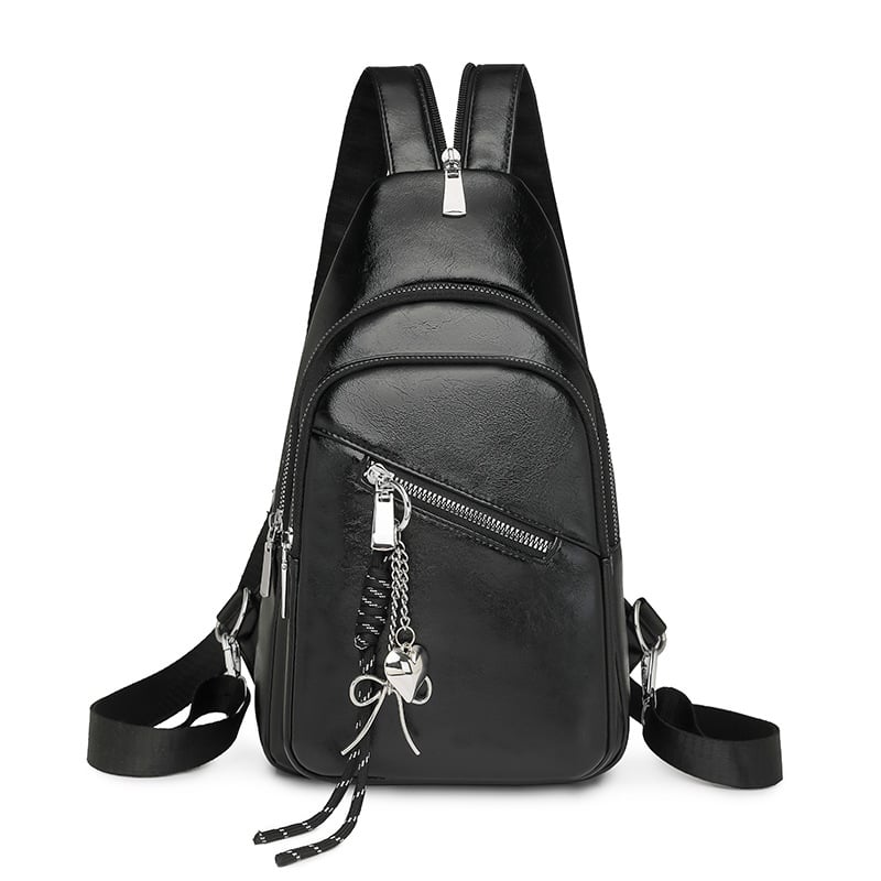 Női PU bőr keresztpántos válltáska – puha retro stílus, cipzáras záródás, poliészter bélés, belső cipzáros rekesz és telefontartó zseb