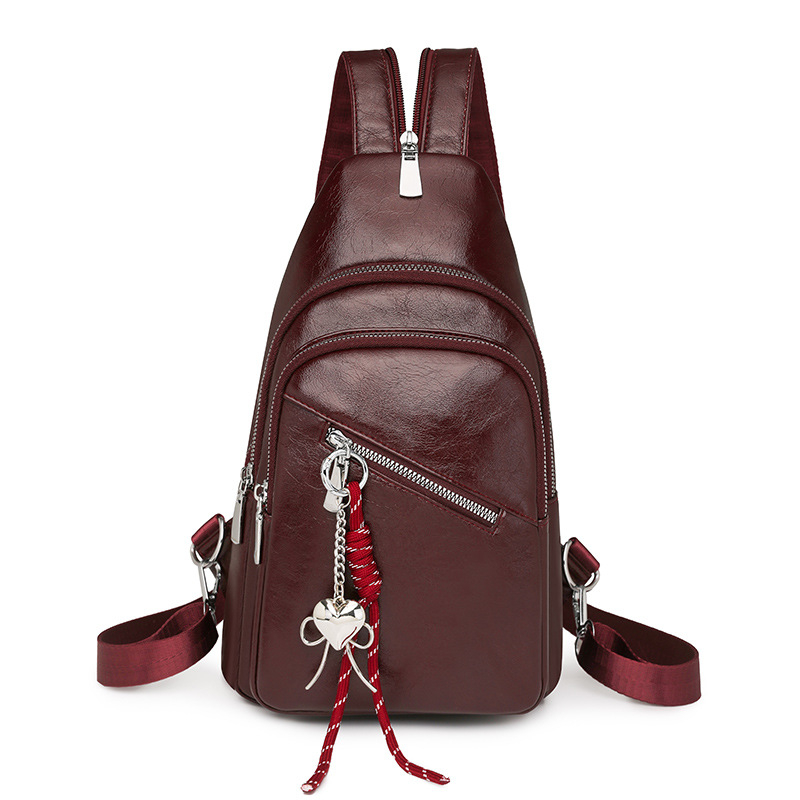 Női PU bőr keresztpántos válltáska – puha retro stílus, cipzáras záródás, poliészter bélés, belső cipzáros rekesz és telefontartó zseb