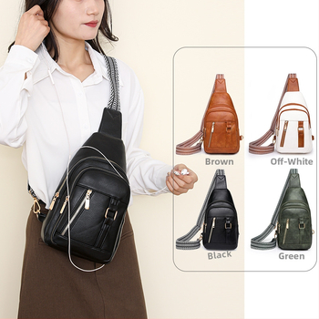 PU crossbody τσάντα με φερμουάρ, θήκες για κινητό και ταυτότητα, street trend, Άνοιξη 2024