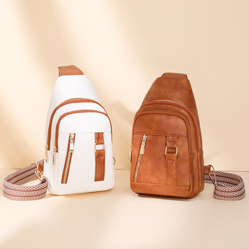 PU crossbody τσάντα με φερμουάρ, θήκες για κινητό και ταυτότητα, street trend, Άνοιξη 2024