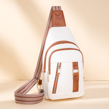 PU crossbody τσάντα με φερμουάρ, θήκες για κινητό και ταυτότητα, street trend, Άνοιξη 2024