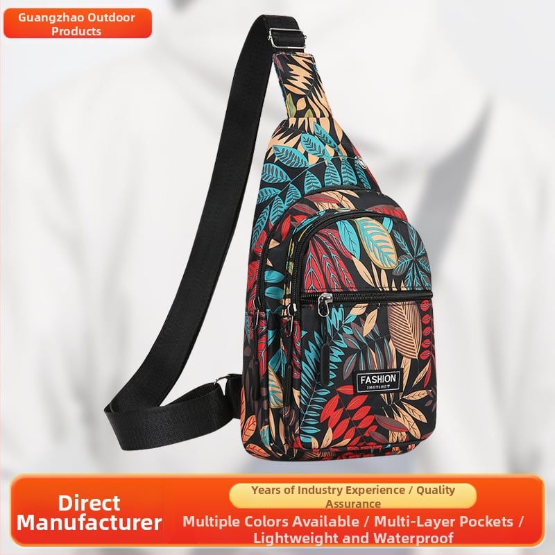 Crossbody krepšys su klevų lapų raštu — universalus, Oxford audinys, poliesterio pamušalas, tinkantis lauko sportui