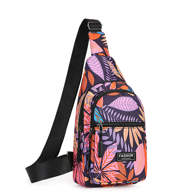 Crossbody krepšys su klevų lapų raštu — universalus, Oxford audinys, poliesterio pamušalas, tinkantis lauko sportui