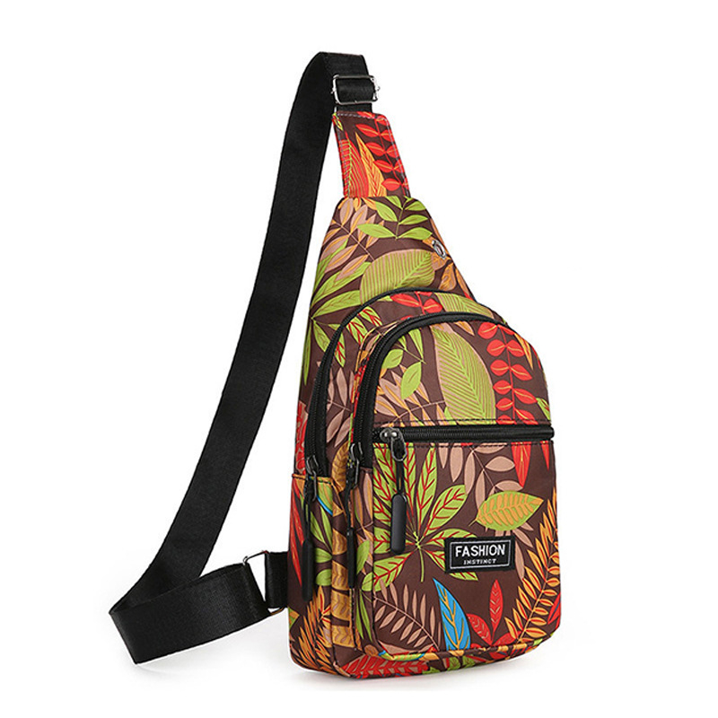 Crossbody krepšys su klevų lapų raštu — universalus, Oxford audinys, poliesterio pamušalas, tinkantis lauko sportui
