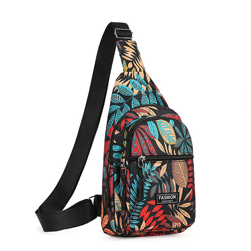 Crossbody krepšys su klevų lapų raštu — universalus, Oxford audinys, poliesterio pamušalas, tinkantis lauko sportui