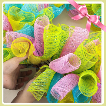 Κρεμαστά διακοσμητικά, 4 τεμάχια, Πάσχα, πλέγμα κορδέλας, φιόγκος DIY