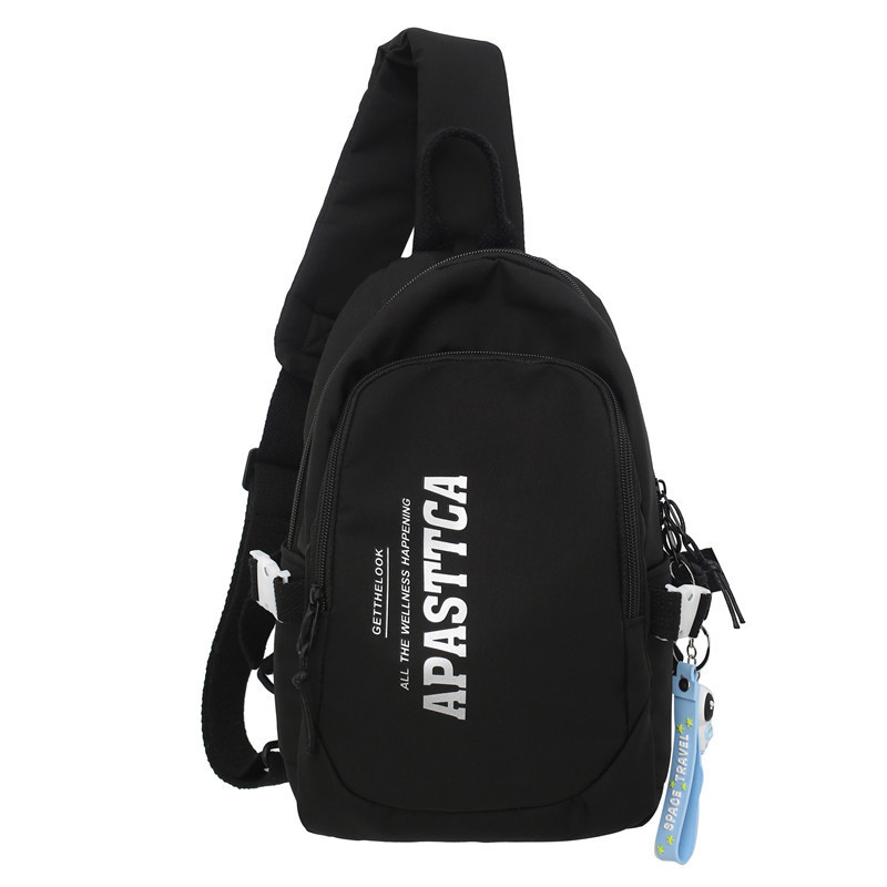 Geantă pentru piept bărbați, în stil street trend, din pânză, rezistentă la uzură, model cu litere, căptușeală poliester