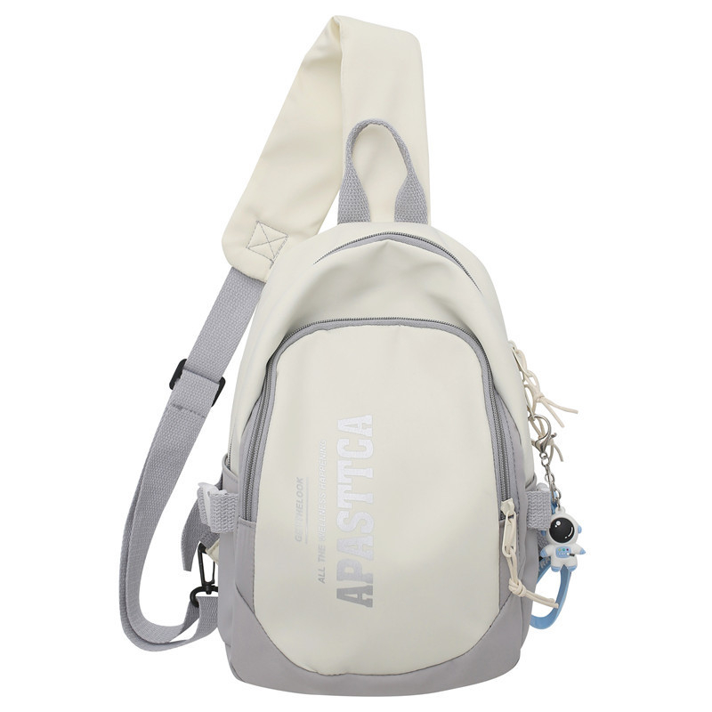 Geantă pentru piept bărbați, în stil street trend, din pânză, rezistentă la uzură, model cu litere, căptușeală poliester