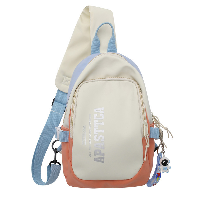 Geantă pentru piept bărbați, în stil street trend, din pânză, rezistentă la uzură, model cu litere, căptușeală poliester