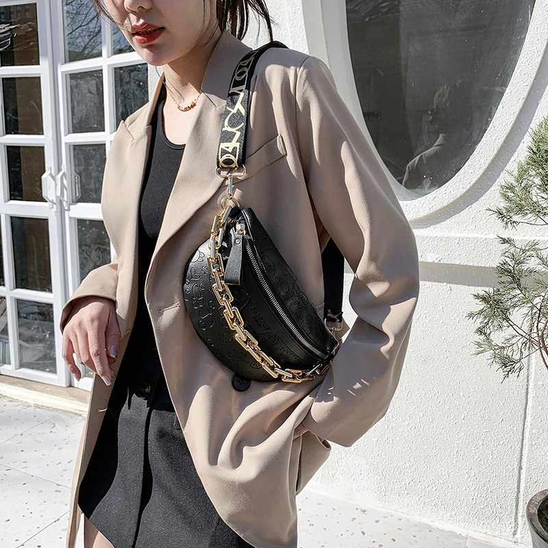 Geantă crossbody talie, PU, stil urban simplu, închidere cu fermoar, căptușeală poliester-cotton, buzunar intern cu fermoar