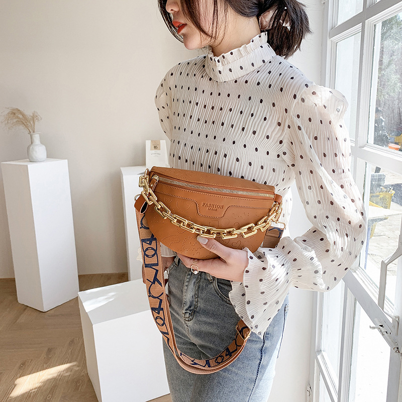 Geantă crossbody talie, PU, stil urban simplu, închidere cu fermoar, căptușeală poliester-cotton, buzunar intern cu fermoar