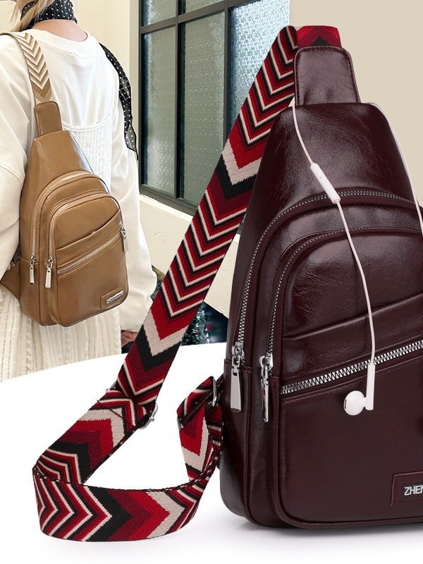 Кръстосана чанта за дами с голям капацитет, водоустойчива повърхност, бродерия, PU матеріал, ципово затваряне