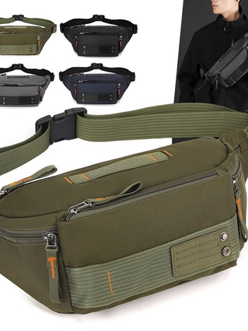 Vīriešu jostas soma no neilona, elpojoša, ģeometrisks raksts, poliesteru odere