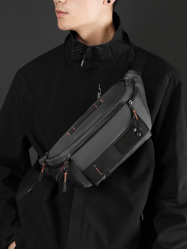 Vīriešu jostas soma no neilona, elpojoša, ģeometrisks raksts, poliesteru odere