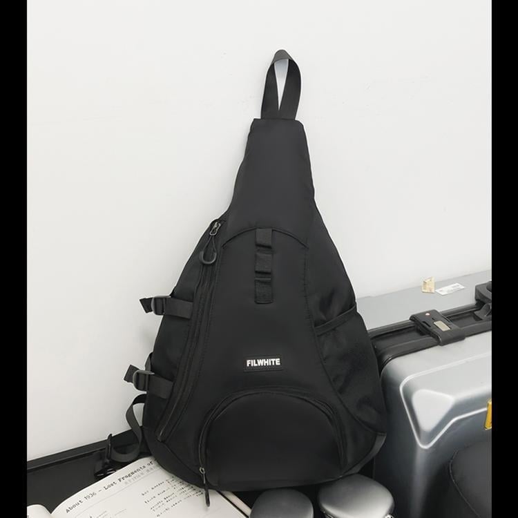 Nylon crossbody táska – függőleges négyzet alakú, cipzár, egy vállpánt, belső zsebek (cipzáros és telefonos), uniszex, mindennapi használatra