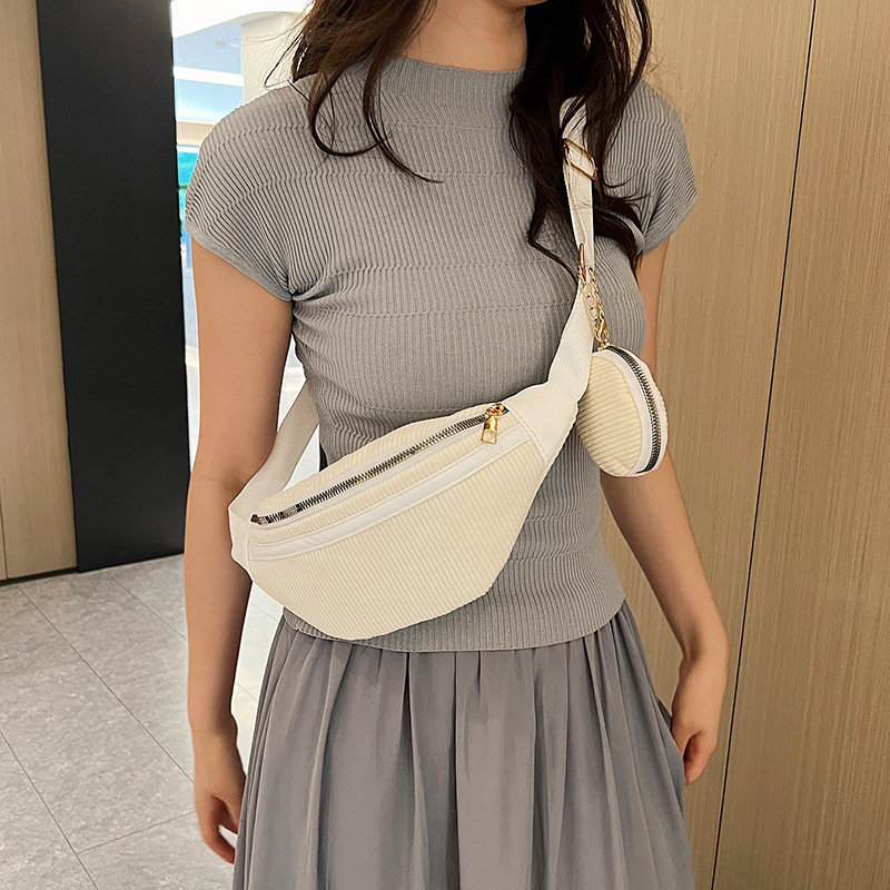 Дамска нейлонова поясна чанта с цип, урбан минимализъм, мека триизмерна чанта, есен 2023