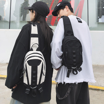 Férfi mellkas táska, nylon, légáteresztő, utcai stílus, bélés poliészter