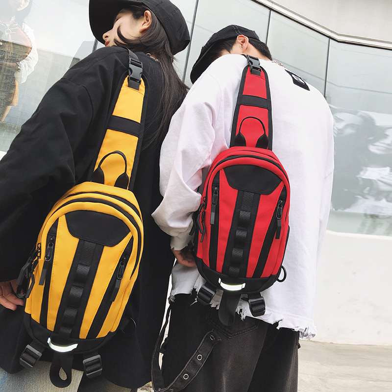 Férfi mellkas táska, nylon, légáteresztő, utcai stílus, bélés poliészter