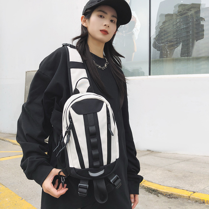 Férfi mellkas táska, nylon, légáteresztő, utcai stílus, bélés poliészter