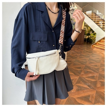 Geantă crossbody, simplitate urbană, material PU, formă orizontală pătrată, fermoar, căptușeală din nylon