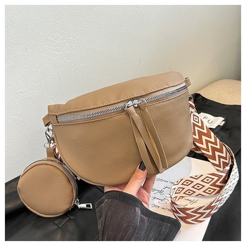 Geantă crossbody, simplitate urbană, material PU, formă orizontală pătrată, fermoar, căptușeală din nylon