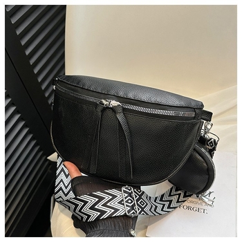 Geantă crossbody, simplitate urbană, material PU, formă orizontală pătrată, fermoar, căptușeală din nylon