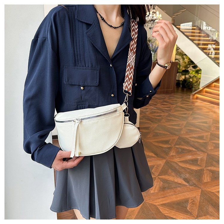 Geantă crossbody, simplitate urbană, material PU, formă orizontală pătrată, fermoar, căptușeală din nylon