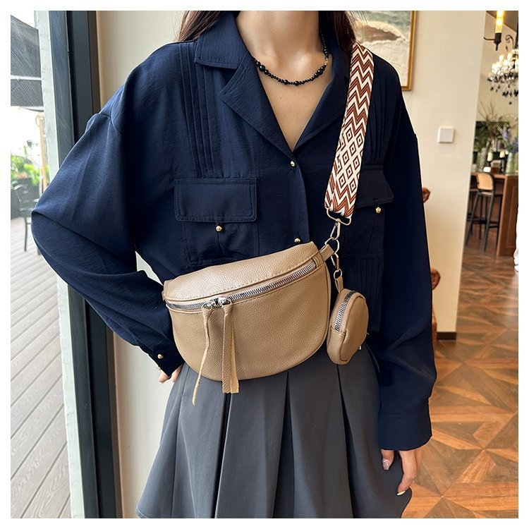 Geantă crossbody, simplitate urbană, material PU, formă orizontală pătrată, fermoar, căptușeală din nylon