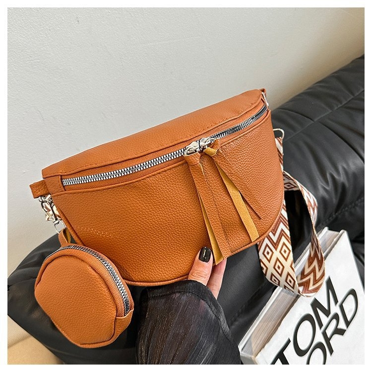 Geantă crossbody, simplitate urbană, material PU, formă orizontală pătrată, fermoar, căptușeală din nylon