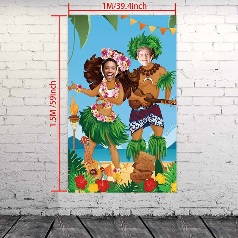 Banner cu temă hawaiană pentru accesorii foto la petrecerea de ziua de naștere, din poliester, stil modern, accesorii de aranjare a scenei (Fără autorizare IP)