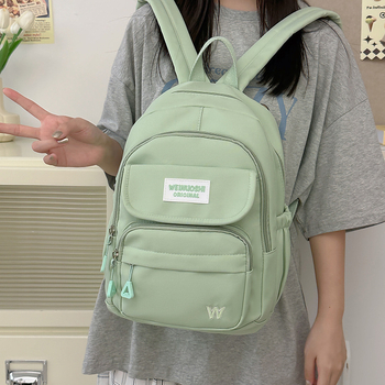 Σακίδιο σε στυλ Κορεατικό Χαρατζούκου, μεγάλη χωρητικότητα, αδιάβροχο νάιλον, καμπύλες ιμάντες ώμου, στυλ campus, για γυναίκες