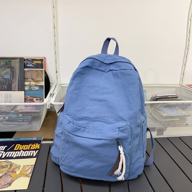Rucsac din pânză, stil literar, impermeabil, compatibil cu laptop de 14 inchi, curea de umăr curbată