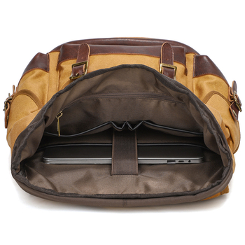 Σακίδιο από καμβά με ρετρό σχεδιασμό, χωρητικότητα 20–35 L, κατάλληλο για φορητό έως 14 ιντσών, επένδυση πολυεστέρα