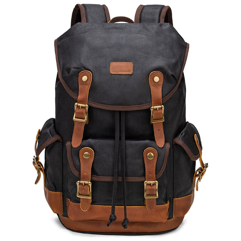 Rucsac din canvas, stil retro, capacitate 20–35 L, pentru laptop de 14 inchi, căptușeală poliester