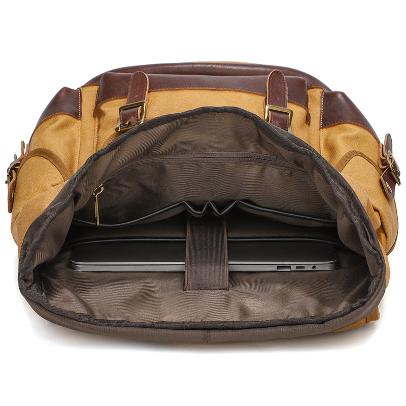 Rucsac din canvas, stil retro, capacitate 20–35 L, pentru laptop de 14 inchi, căptușeală poliester