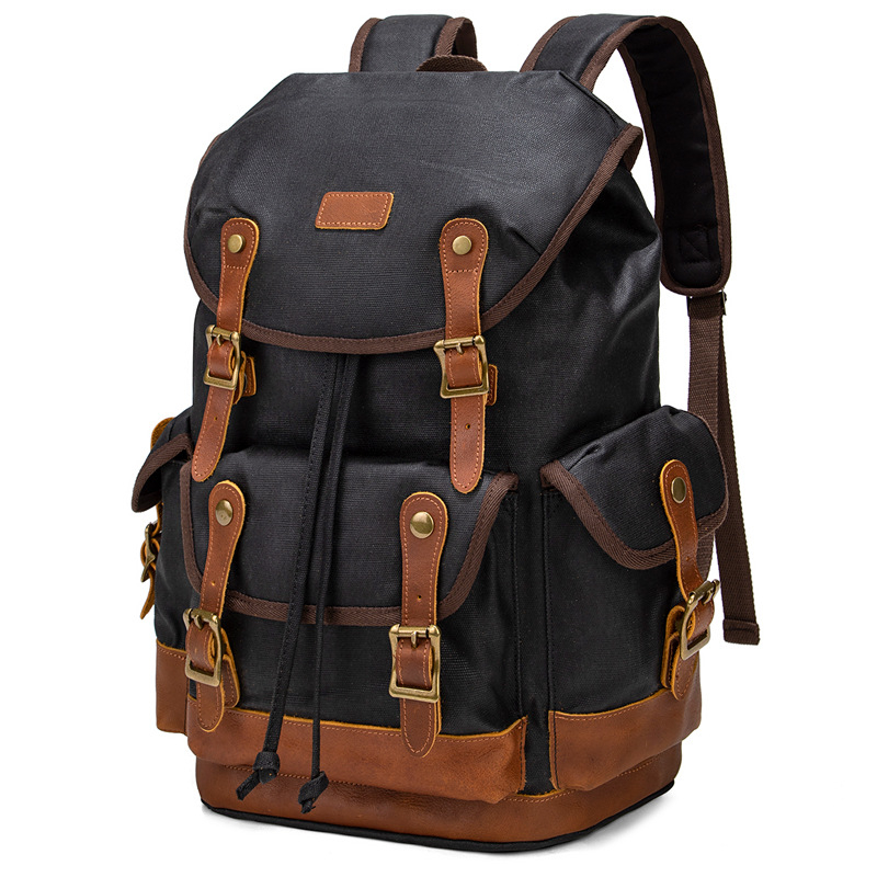 Rucsac din canvas, stil retro, capacitate 20–35 L, pentru laptop de 14 inchi, căptușeală poliester