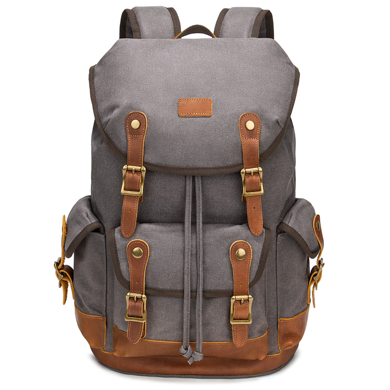Rucsac din canvas, stil retro, capacitate 20–35 L, pentru laptop de 14 inchi, căptușeală poliester
