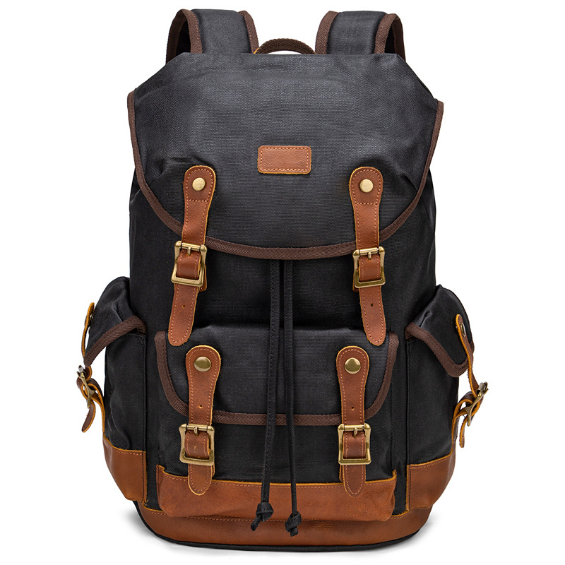 Rucsac din canvas, stil retro, capacitate 20–35 L, pentru laptop de 14 inchi, căptușeală poliester