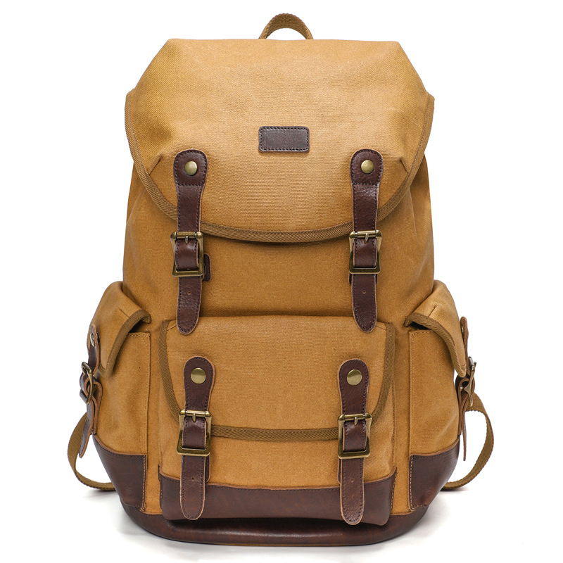 Rucsac din canvas, stil retro, capacitate 20–35 L, pentru laptop de 14 inchi, căptușeală poliester