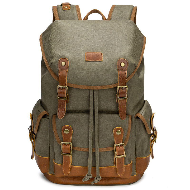 Rucsac din canvas, stil retro, capacitate 20–35 L, pentru laptop de 14 inchi, căptușeală poliester