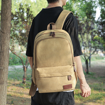 Ανδρική τσάντα πλάτης από καμβά με μεγάλη χωρητικότητα, αδιάβροχη θήκη για φορητό, σχολείο και εξορμήσεις