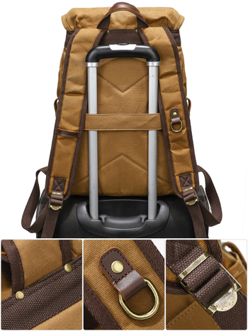 Cool Craftsman σακίδιο πλάτης από καμβά — unisex, αδιάβροχο για υπαίθριες μετακινήσεις, στυλ δρόμου, επένδυση από δέρμα πρώτης στρώσης