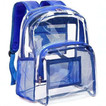 Διαφανής σάκος-πλάτης από PVC, χωρητικότητας 20–35 L, αναπνεύσιμος, καμπύλος ιμάντας ώμου, συμβατός με φορητό υπολογιστή 10 ιντσών