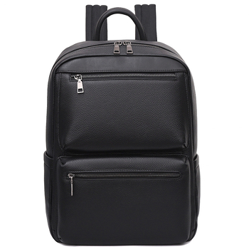 Férfi bőr hátizsák üzleti utazásokhoz, városi letisztult stílus, vízálló (kompatibilis 15 colos laptophoz; kapacitás 20 L alatt; poliészter bélés; léggömbös vállpántok)
