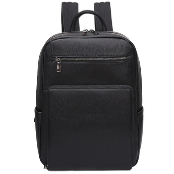 Férfi bőr hátizsák üzleti utazásokhoz, városi letisztult stílus, vízálló (kompatibilis 15 colos laptophoz; kapacitás 20 L alatt; poliészter bélés; léggömbös vállpántok)