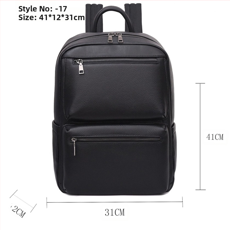 Ανδρικό σακίδιο από γνήσιο δέρμα για επαγγελματικά ταξίδια, αστικός μινιμαλισμός, αδιάβροχο (συμβατό με φορητό 15 ιντσών; χωρητικότητα κάτω από 20 λίτρα; επένδυση πολυεστέρα; ιμάντας μεταφοράς με αερόστυνο)