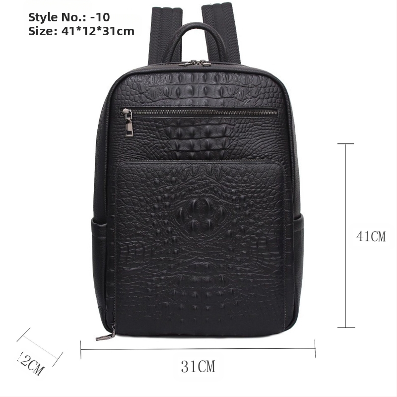 Ανδρικό σακίδιο από γνήσιο δέρμα για επαγγελματικά ταξίδια, αστικός μινιμαλισμός, αδιάβροχο (συμβατό με φορητό 15 ιντσών; χωρητικότητα κάτω από 20 λίτρα; επένδυση πολυεστέρα; ιμάντας μεταφοράς με αερόστυνο)