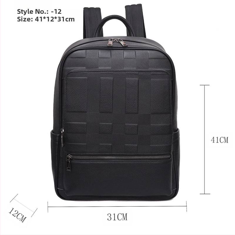 Ανδρικό σακίδιο από γνήσιο δέρμα για επαγγελματικά ταξίδια, αστικός μινιμαλισμός, αδιάβροχο (συμβατό με φορητό 15 ιντσών; χωρητικότητα κάτω από 20 λίτρα; επένδυση πολυεστέρα; ιμάντας μεταφοράς με αερόστυνο)