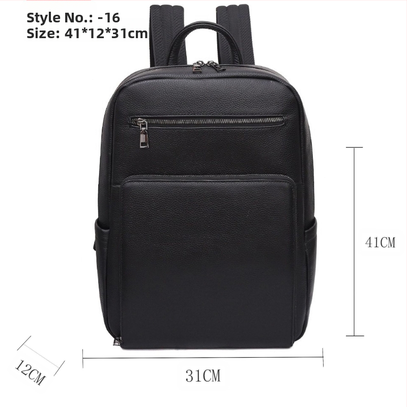 Ανδρικό σακίδιο από γνήσιο δέρμα για επαγγελματικά ταξίδια, αστικός μινιμαλισμός, αδιάβροχο (συμβατό με φορητό 15 ιντσών; χωρητικότητα κάτω από 20 λίτρα; επένδυση πολυεστέρα; ιμάντας μεταφοράς με αερόστυνο)