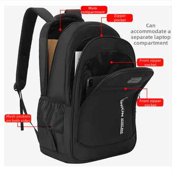 Férfi üzleti hátizsák utazáshoz, 20–35 L kapacitás, Oxford anyag, ívelt vállpántok, poliészter bélés